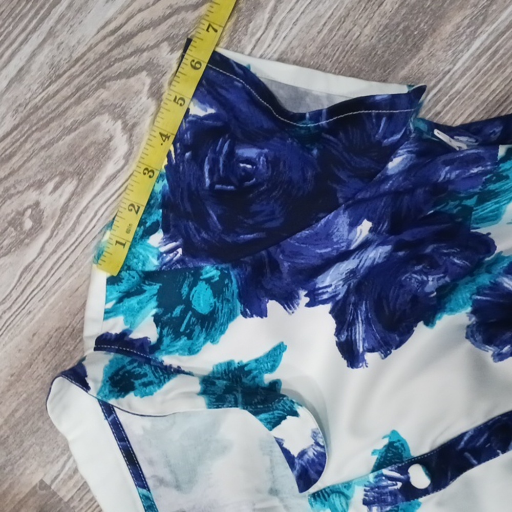 Pinup Couture Women's Blue Vintage Rose Print Midi Dress - Picture 15 of 16